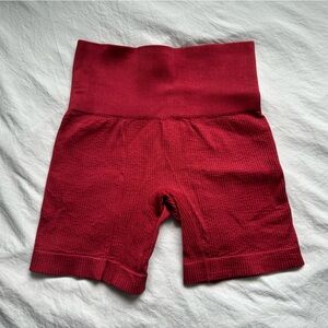Colsie Seamless Ribbed Biker Shorts Red